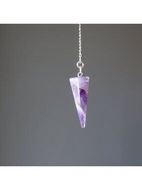 Amethyst Pendulum Violet Vision Sterling Silver Chain Purple Crystal Dowsing Too